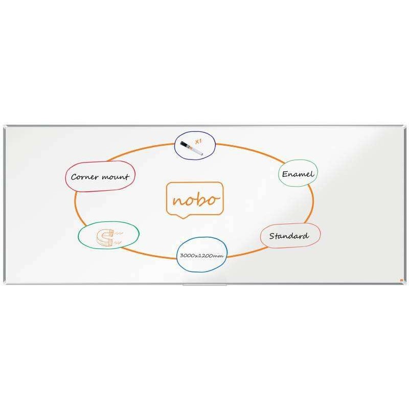 Nobo Premium Plus Pizarra Magnetica de Acero Vitrificado 3000x1200mm - Montaje en Esquina - Blanco Nobo Premium Plus Pizarra Magnetica de Acero Vitrificado 3000x1200mm - Montaje en Esquina - Blanco