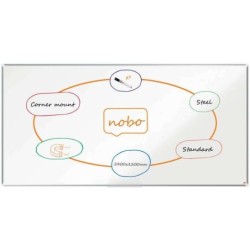 Lavagna magnetica Nobo Premium Plus in acciaio laccato 2400x1200 mm - Montaggio ad angolo - Bianca
