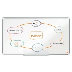 Lavagna magnetica panoramica Nobo Premium Plus in acciaio laccato 890x500 mm - Montaggio ad angolo - Bianca