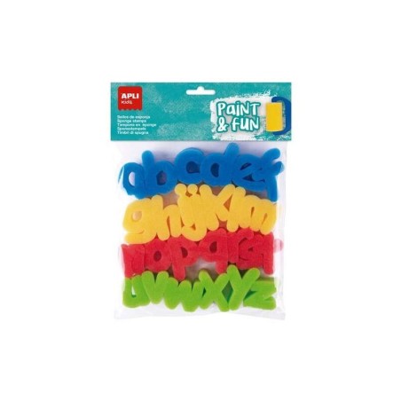 Apli Kids Paint &amp; Fun Confezione da 26 timbri in spugna modello ABC per timbri - Forme di lettere piccole - Colori assortiti