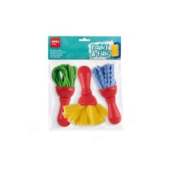 Apli Kids Paint & Fun Pack de 3 Pinceles de Goma EVA y Esponja - Formato Maxi - Colores Surtidos
