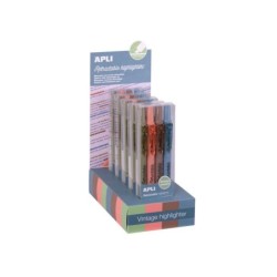 Apli Retractable Highlighter Expositor de 5 Packs de 4 Subrayadores Retractiles - Punta Biselada 4mm - Colores Surtidos Vintage