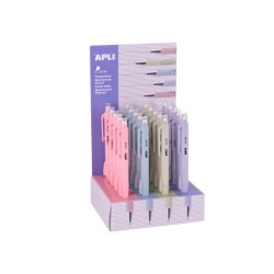 Apli Expositor de 20 Portaminas con Goma 0,7mm - Cuerpo de Colores Pastel Surtidos