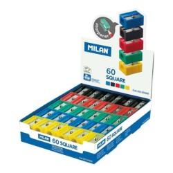 Espositore Quadrato Milano da 60 Temperamatite - Lama in Acciaio - Colori Giallo, Blu, Verde, Rosso e Nero