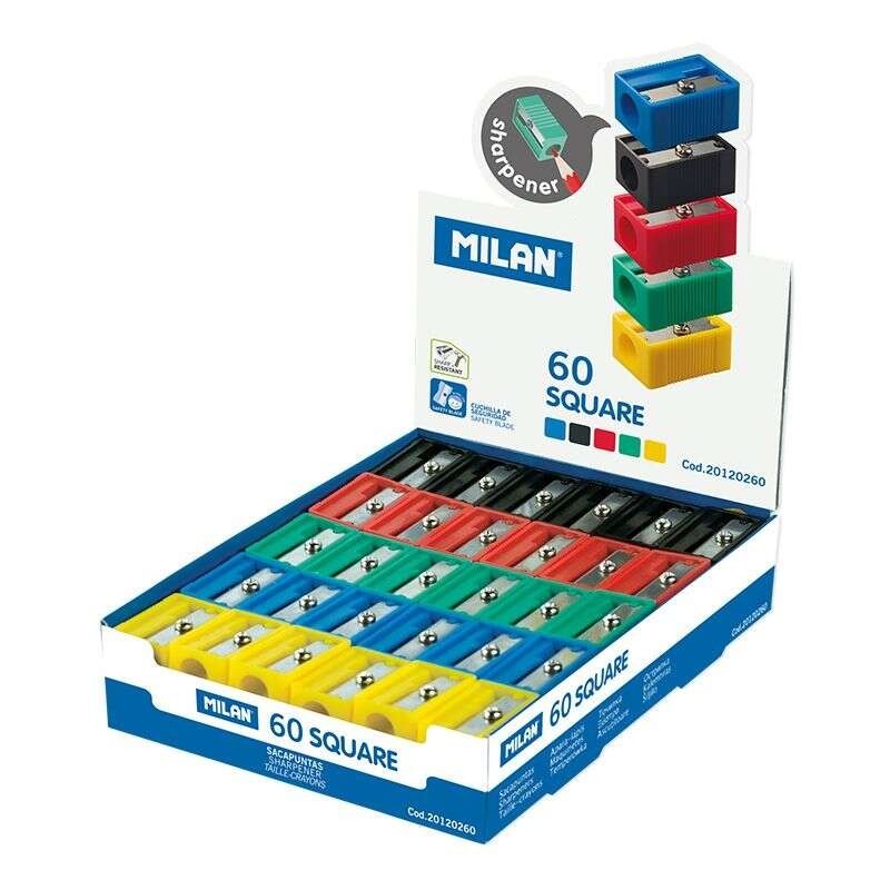 Espositore Quadrato Milano da 60 Temperamatite - Lama in Acciaio - Colori Giallo, Blu, Verde, Rosso e Nero Espositore Quadrato Milano da 60 Temperamatite - Lama in Acciaio - Colori Giallo, Blu, Verde, Rosso e Nero