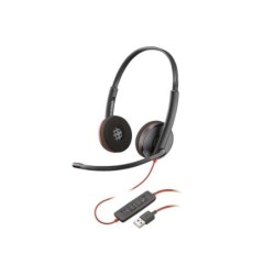 Cuffie Plantronics Blackwire C3220 USB-A con microfono - Cuscinetti auricolari imbottiti - Controlli cablati - Colore nero
