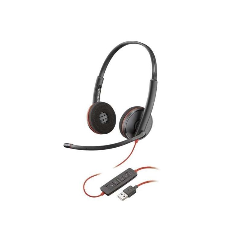Plantronics Blackwire C3220 USB-A Auriculares con Microfono - Almohadillas Acolchadas - Controles en Cable - Color Negro Plantronics Blackwire C3220 USB-A Auriculares con Microfono - Almohadillas Acolchadas - Controles en Cable - Color Negro