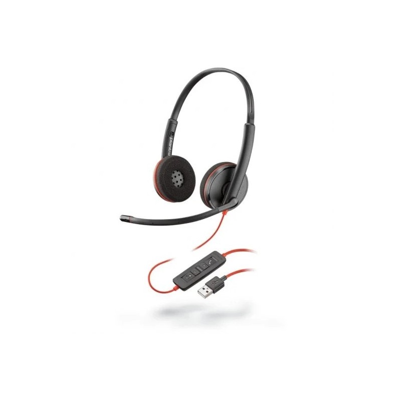 Cuffie Plantronics Blackwire C3220 USB-A con microfono - Cuscinetti auricolari imbottiti - Controlli cablati - Colore nero Cuffie Plantronics Blackwire C3220 USB-A con microfono - Cuscinetti auricolari imbottiti - Controlli cablati - Colore nero