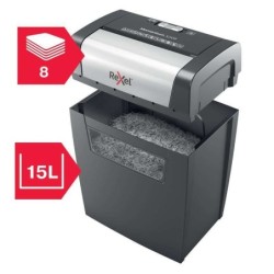 Distruggidocumenti Rexel Momentum x308 - Taglio coriandoli 5x42 mm - Funzionamento ininterrotto 3 minuti - Nero