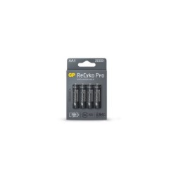 GP ReCyko Pro Pack de 4 Pilas Recargables 2100mAh AA 1.2V - Precargadas - Ciclo de Vida: Hasta 1.500 Veces