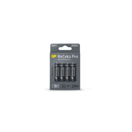 GP ReCyko Pro Pack de 4 Pilas Recargables 2100mAh AA 1.2V - Precargadas - Ciclo de Vida: Hasta 1.500 Veces