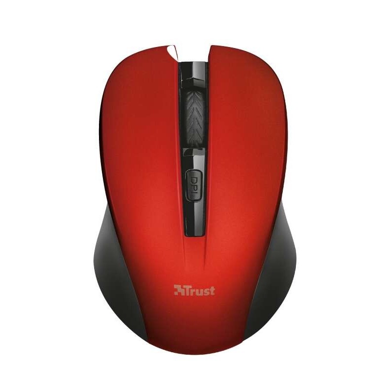 Trust Mydo Raton Inalambrico Silencioso USB 1800dpi - 3 Botones Silenciosos - Uso Ambidiestro - Color Rojo/Negro Trust Mydo Raton Inalambrico Silencioso USB 1800dpi - 3 Botones Silenciosos - Uso Ambidiestro - Color Rojo/Negro