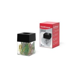 Dispenser di clip Erichkrause - Compatto ed elegante - Include 100 clip colorate - Nero