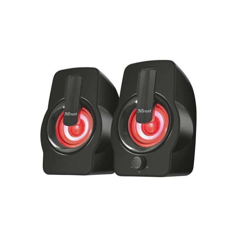 Altoparlanti Trust Gemi USB 2.0 12W - Illuminazione RGB - Controllo volume - Cavo da 1,40 m - Colore nero Altoparlanti Trust Gemi USB 2.0 12W - Illuminazione RGB - Controllo volume - Cavo da 1,40 m - Colore nero