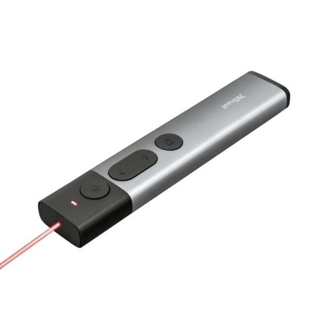 Presentatore laser wireless Trust Kazun - 4 pulsanti - Raggio d'azione 30 m - Laser rosso - Alluminio