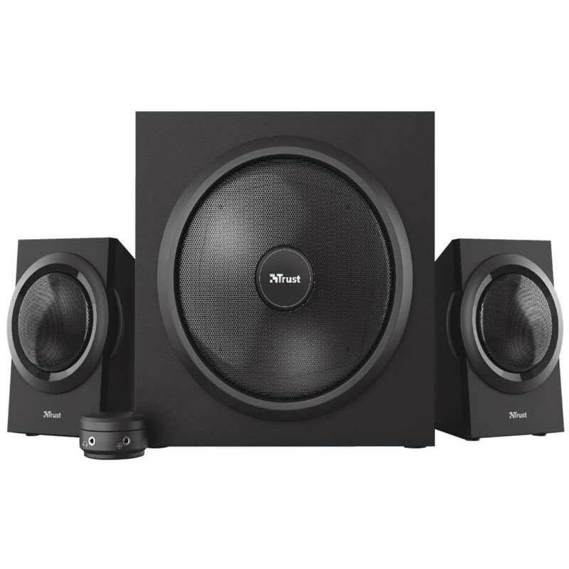 Trust Yuri Sistema de Altavoces 2.1 120W - Subwoofer 30W - Control de Bajos - Cable de 1.50m - Color Negro Trust Yuri Sistema de Altavoces 2.1 120W - Subwoofer 30W - Control de Bajos - Cable de 1.50m - Color Negro