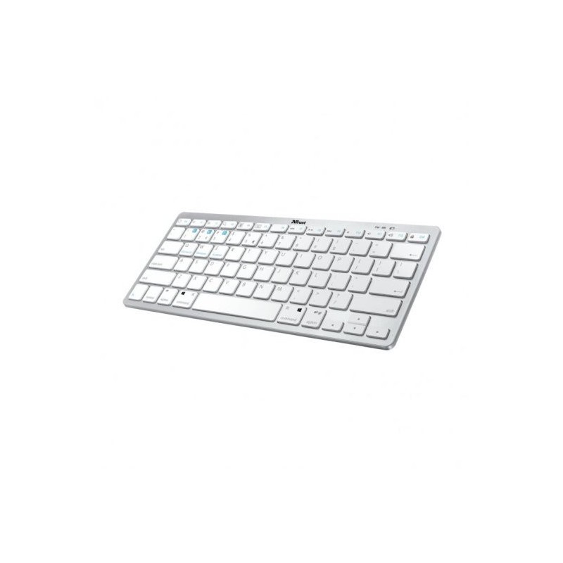 Tastiera wireless Bluetooth Trust Nado - 12 tasti multimediali - Fino a tre dispositivi - Ultra sottile - Colore bianco Tastiera wireless Bluetooth Trust Nado - 12 tasti multimediali - Fino a tre dispositivi - Ultra sottile - Colore bianco
