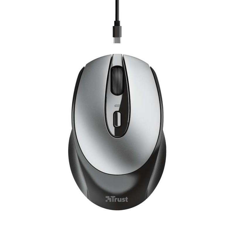 Mouse wireless ricaricabile USB Trust Zaya 1600 dpi - 3 pulsanti - Uso ambidestro - Colore grigio/nero Mouse wireless ricaricabile USB Trust Zaya 1600 dpi - 3 pulsanti - Uso ambidestro - Colore grigio/nero