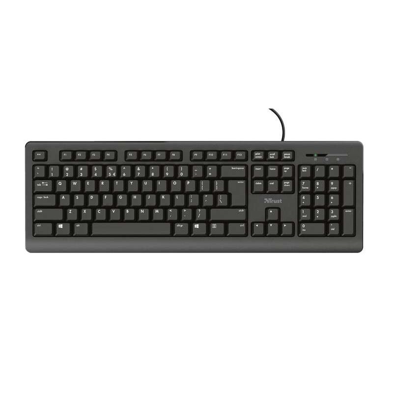 Trust Primo Teclado Completo USB - Teclas Silenciosas - 104 Teclas - Resistente a los Vertidos - Cable de 1.80m