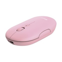 Mouse Wireless Ricaricabile Trust Puck 1600 dpi - 3 Pulsanti Silenziosi - Ultra Sottile - Uso Ambidestro - Colore Rosa