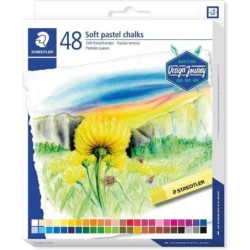 Staedtler 2430 Confezione da 48 Gessi Pastello Morbido - Ottimi per Miscelare i Colori - Resistenza alla Luminosità - Colori Ass