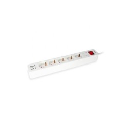 Multipresa Equip - 5 Prese Schuko + 2 USB - Interruttore On/Off - Cavo da 1,50 m