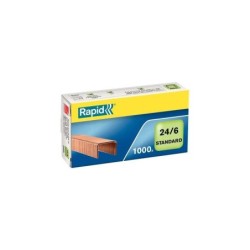 Rapid Confort Caja de 1000 Grapas 24/6 - Hasta 20 Hojas - Alambre Flexible Cobreado - Patilla de 6mm