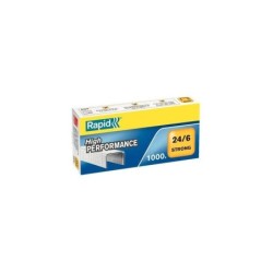 Scatola Rapid Strong da 1.000 punti metallici 24/6 - Fino a 30 fogli - Filo rinforzato zincato - Perno da 6 mm