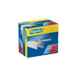 Scatola Rapid Super Resistente da 5000 Graffette 9/8 - Da 10 a 40 Fogli - Filo Zincato Super Rinforzato - Perno da 8 mm