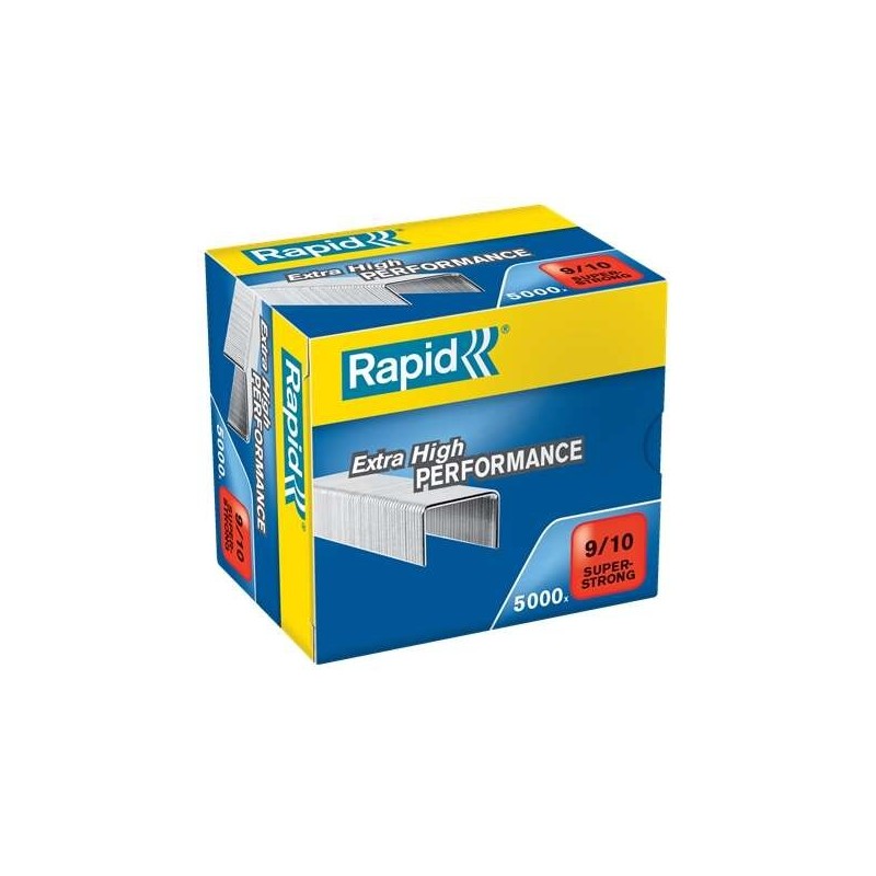 Scatola Rapid Super Resistente da 5000 Graffette 9/10 - Da 40 a 70 Fogli - Filo Zincato Super Rinforzato - Perno da 10mm Scatola Rapid Super Resistente da 5000 Graffette 9/10 - Da 40 a 70 Fogli - Filo Zincato Super Rinforzato - Perno da 10mm