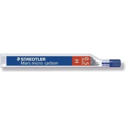 Tubo Staedtler Mars Micro Carbon 250 da 12 mine in grafite - Durezza H - Corsa 0,5 mm - Alta resistenza 12pz 12pz