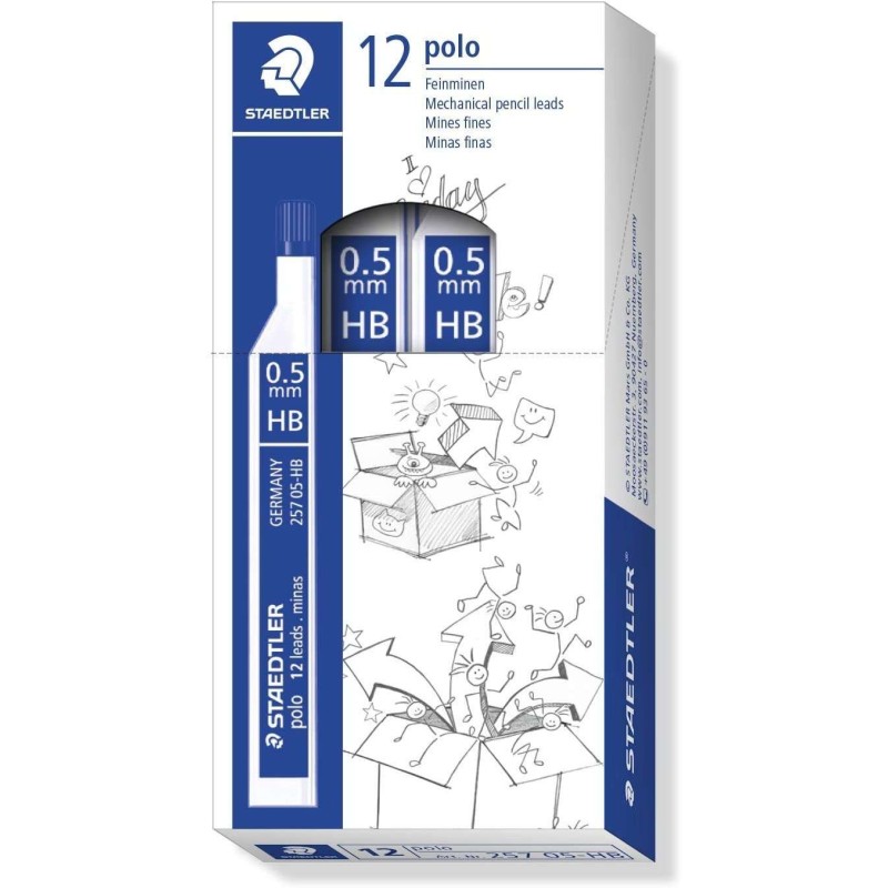 Tubo Staedtler Polo 257 con conduttori in grafite - Graduazione HB - Corsa 0,5 mm 12pz 12pz Tubo Staedtler Polo 257 con conduttori in grafite - Graduazione HB - Corsa 0,5 mm 12pz 12pz