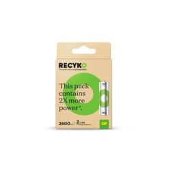 GP ReCyko Confezione da 2 batterie ricaricabili 2600 mAh AA 1,2 V - Pre-caricate - Ciclo di vita: fino a 1.000 volte
