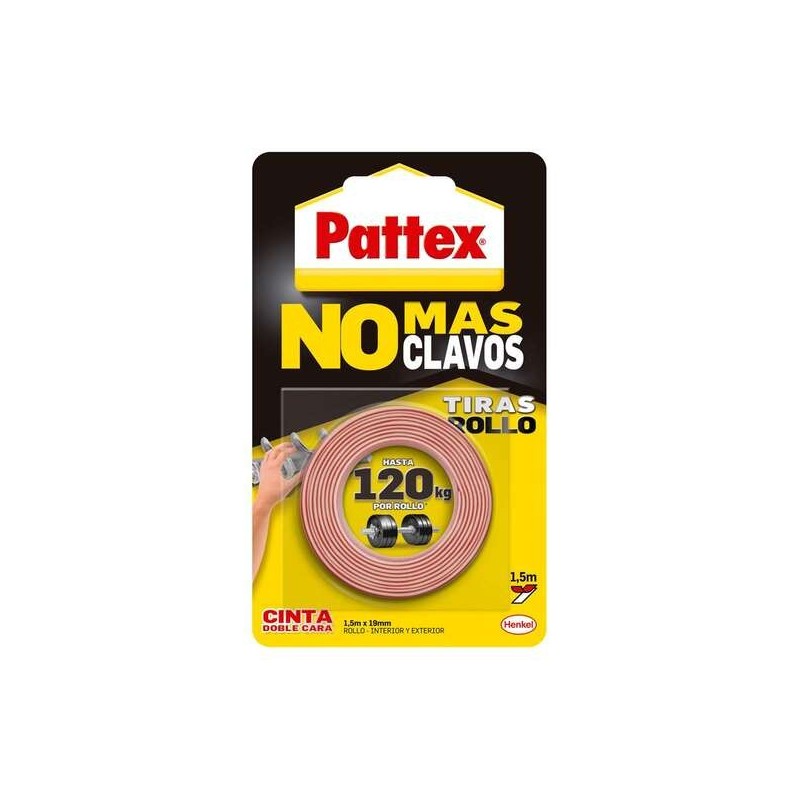 Nastro biadesivo Pattex Nmc Bl 1,5 m - Adesivo senza chiodi - Fissaggio rapido e pulito - per oggetti lisci interni ed esterni Nastro biadesivo Pattex Nmc Bl 1,5 m - Adesivo senza chiodi - Fissaggio rapido e pulito - per oggetti lisci interni ed esterni