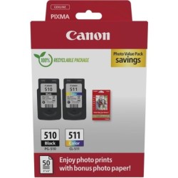 Canon PG-510/CL-511 Confezione multipla da 2 cartucce d'inchiostro originali + 50 fogli di carta fotografica - 2970B017