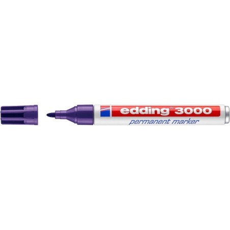 Pennarello indelebile Edding 3000 - Punta tonda da 1,5 mm - Linea tra 1,5 e 3 mm - Ricaricabile - Asciugatura rapida - Colore vi