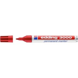 Pennarello indelebile Edding 3000 - Punta tonda da 1,5 mm - Linea tra 1,5 e 3 mm - Ricaricabile - Asciugatura rapida - Colore ro