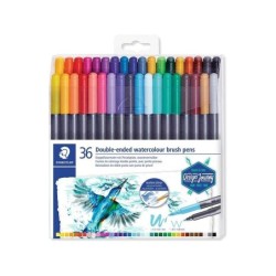Staedtler 3001 Pack de 36 Rotuladores Acuarelables de Doble Punta - Colores Surtidos