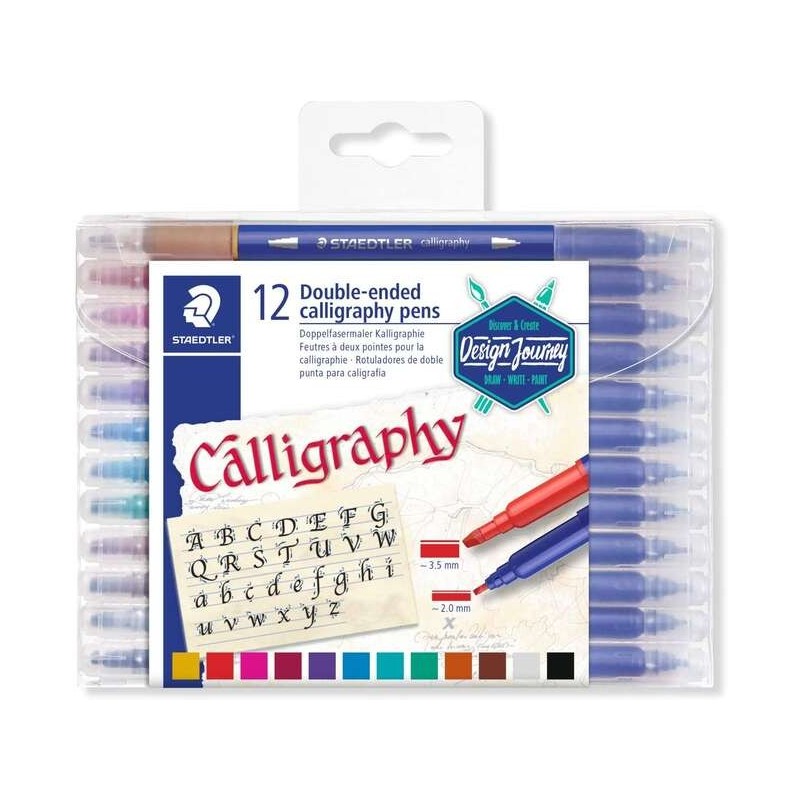 Staedtler 3005 Pack de 12 Rotuladores de Doble Punta para Caligrafia - Colores Surtidos Staedtler 3005 Pack de 12 Rotuladores de Doble Punta para Caligrafia - Colores Surtidos