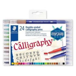 Staedtler 3005 Pack de 24 Rotuladores de Doble Punta para Caligrafia - Colores Surtidos