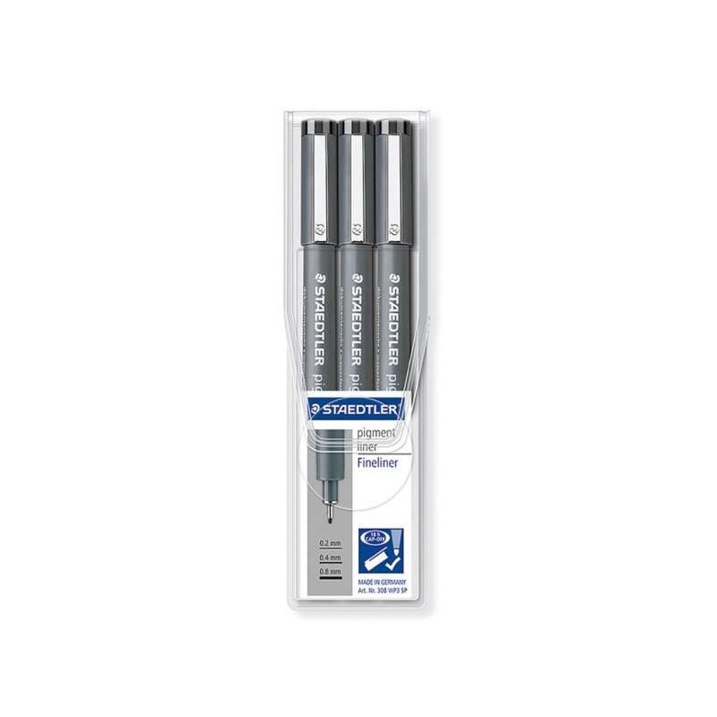 Staedtler Pigment Liner 308 Confezione da 3 pennarelli Punta Fine - Punta Lunga - Asciugatura Rapida - Colore Nero Staedtler Pigment Liner 308 Confezione da 3 pennarelli Punta Fine - Punta Lunga - Asciugatura Rapida - Colore Nero
