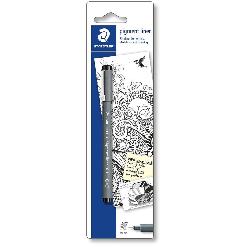 Staedtler Pigment Liner 308 Blister con pennarello calibrato - Tratto 0,2 mm - Punta ondulata in metallo - Colore nero Staedtler Pigment Liner 308 Blister con pennarello calibrato - Tratto 0,2 mm - Punta ondulata in metallo - Colore nero