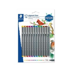 Staedtler Pigment Liner 308 Confezione da 12 pennarelli calibrati - Tratto 0,5 mm - Asciugatura rapida - Colori assortiti