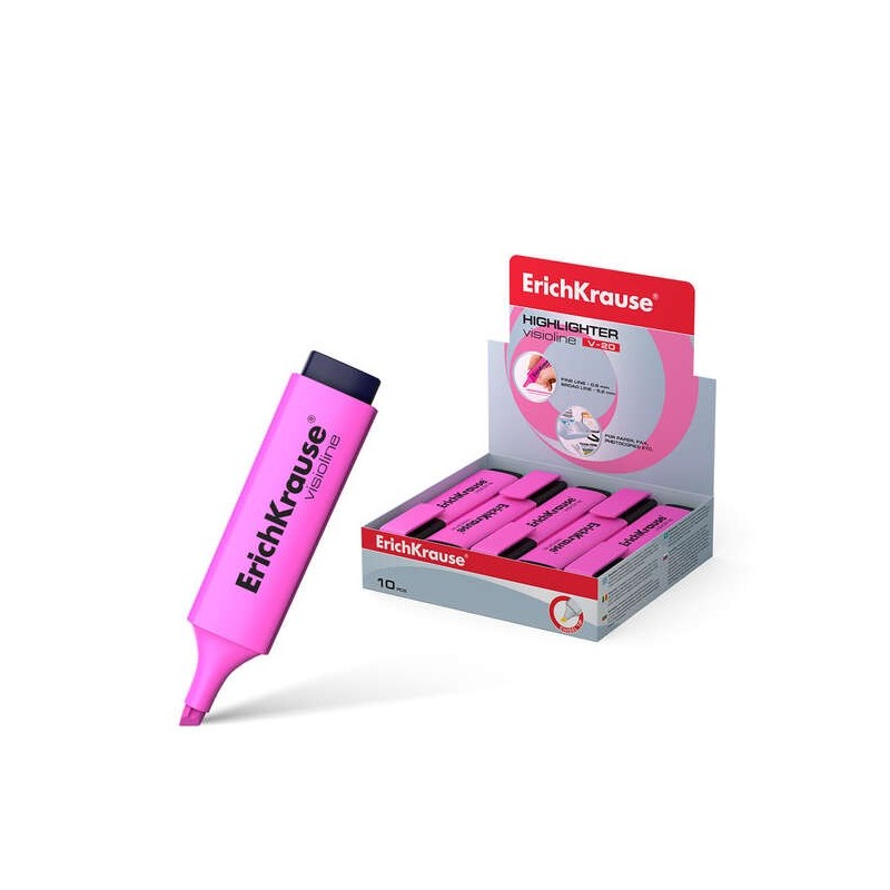 Erichkrause Visioline V-20 - Pennarello di testo con punta a scalpello - Inchiostro fluorescente a base d'acqua - Colore rosa 10 Erichkrause Visioline V-20 - Pennarello di testo con punta a scalpello - Inchiostro fluorescente a base d'acqua - Colore rosa 10