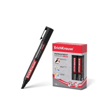 Erichkrause Marcador Permanente P-500 - Punta Biselada - Resistente al Agua y a los Rayos UV - Color Negro