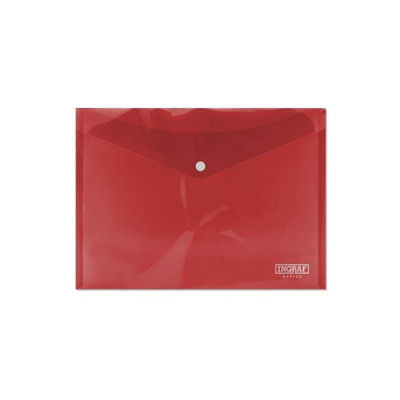 Ingraf Sobre con Cierre de Broche - Polipropileno - Tamaño A4 - Color Rojo