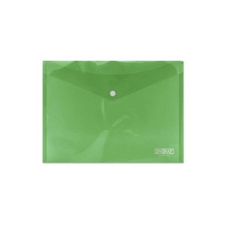 Ingraf Sobre con Cierre de Broche - Polipropileno - Tamaño A4 - Color Verde