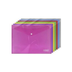 Ingraf Pack de 10 Sobres con Cierre de Broche - Polipropileno - Tamaño A4 - Colores Surtidos