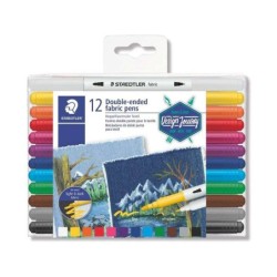 Staedtler 3190 Pack de 12 Rotuladores de Doble Punta para Textil - Colores Surtidos