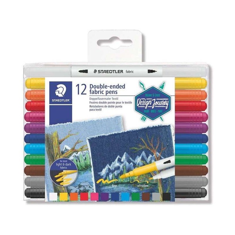 Staedtler 3190 Pack de 12 Rotuladores de Doble Punta para Textil - Colores Surtidos Staedtler 3190 Pack de 12 Rotuladores de Doble Punta para Textil - Colores Surtidos